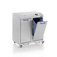 Aluminium afvalbak voor kringloopmateriaal G®-COLLECT inhoud 2x45 l zilverkleurig
