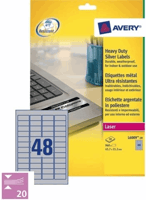Etiket Avery L6009-20 45.7x21.2mm zilver 960stuks