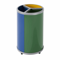 Afvalbak voor kringloopmateriaal, rond inhoud 3x30 l (Kleur afvalbak: geel, blauw, groen)