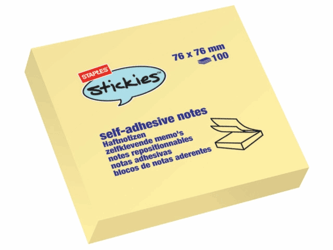 Staples Notitieblok - Geel 76 x 76 mm (doos 12 x 100 vel) artikel afbeelding