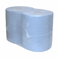 Industrierol cellulose blauw geperforeerd, 3-laags verlijmd 37 cm x 190 meter.