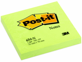 Post-it® Notitieblok Neon Mono Colour Pack 76 x 76 mm, neongroen (pak 6 x 100 vel)