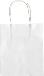 Papieren zakjes met handvat 110g/m² 18x21x8cm kraft wit set à 20 stuks artikel afbeelding