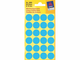 Etiket Avery Zweckform 3005 rond 18mm 96stuks blauw