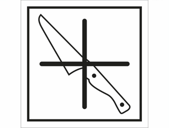 Opslag- en verpakkingsborden, VE = 10 stuks geen mes gebruiken 100x100 mm artikel afbeelding