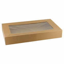 Kraft cateringdoos met PLA venster 56x32x8cm artikel afbeelding