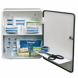 Verbandkast conform DIN 13157 met inhoud, wit, diepte 140 mm h x b = 362x302 mm