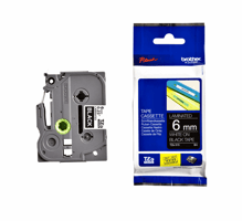 Brother TZe tape voor P-Touch 6 mm, wit op zwart