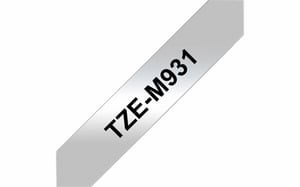 Labeltape Brother P-touch TZe-M931 metallic 12mm zwart op zilver