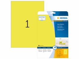 Etiket HERMA 5148 210x297mm A4 fluor geel 20 stuks