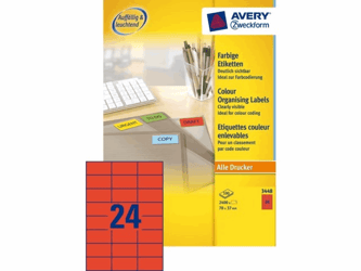 ETIKET AVERY ZWECK 3448 70X37MM ROOD 2400ST  artikel afbeelding