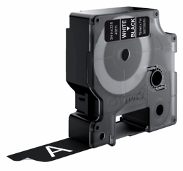 LABELTAPE DYMO 45811 19MMX7M D1 ZWART/WIT artikel afbeelding