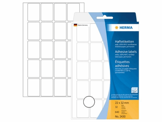 Herma Universele etiketten met ronde hoeken 22x32 mm, 2430 (pak 640 stuks) artikel afbeelding