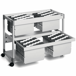Hangmappenwagen MULTI DUO voor 200 mappen, 2 etages met laden lichtgrijs