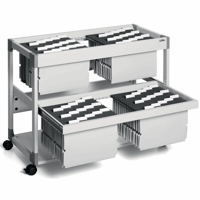Hangmappenwagen MULTI DUO voor 200 mappen, 2 etages met laden lichtgrijs