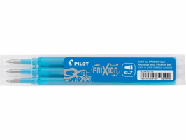 Pilot Navulling voor FriXion Ball- en FriXion Clicker-pennen met fijne punt van 0,7 mm, lichtblauw (pak 3 stuks)