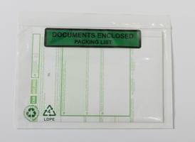 Zelfklevende Paklijst Enveloppen LDPE 60% Recycled, C6, 165x122, Documents enclosed (groen zwarte print)
