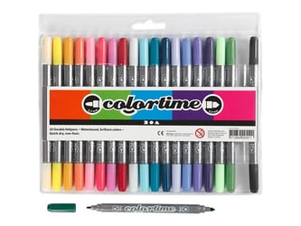 Colortime Stiften met dubbele punt, lijndikte 2,3 + 3,6mm, assorti (pak 20 stuks)