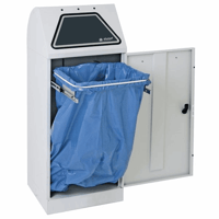 Systeemafvalbak voor kringloopmateriaal MODUL VARIO inhoud 45 l met afvalzakhouder, grijs aluminium / structuur