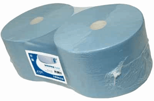 Industrie rol cellulose blauw geperforeerd, 3-laags verlijmd 24 cm x 380 meter.