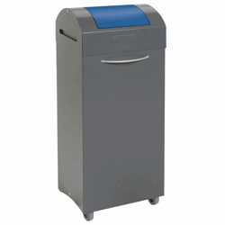 Kringloopmateriaal verzamelaar van plaatstaal, vlamdovend inhoud 75 l, b x h x d = 380x940x320 mm inwerpopening gentiaanblauw