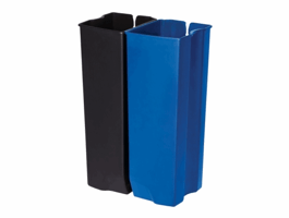 Recycling binnenbakken 2x15 ltr Front Step RVS, Rubbermaid, kleur zwart/blauw, model VB 224979