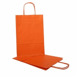 Papieren draagtas met gedraaide handgreep 22+10x31cm, 90 grams, kleur oranje artikel afbeelding