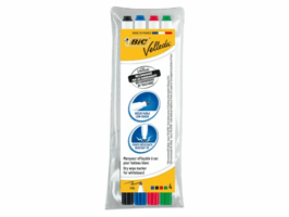 Viltstift Bic Velleda 1721 whiteboard rond fijn assorti set à 4 stuks