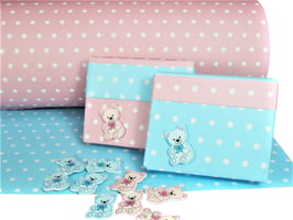 50cm x 100 mtr. gecoat papier 75 gram, blauw/roze