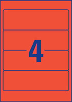 Rugetiket Avery breed 61x192mm zelfklevend rood