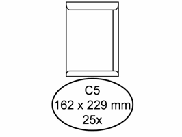 Envelop Hermes akte C5 162x229mm zelfklevend wit pak à 25 stuks