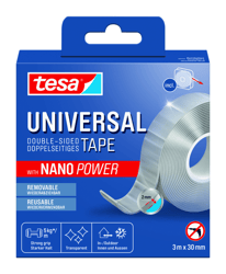 Plakband tesa Nano dubbelz 30mmx3m