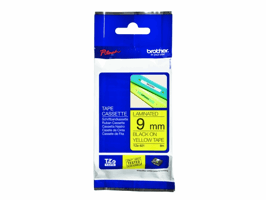 Brother TZe621 Labeltape, 9 mm x 8 m, Zwart op Geel