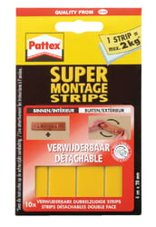 Supermontagestrip Pattex 2kg verwijderbaar 10stuks