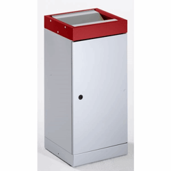Afvalbakken voor kringloopmateriaal met tuimeldeksel apart, inhoud 70 l dekselkleur rood / blank aluminiumkleurig