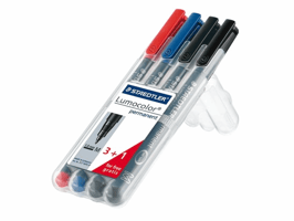 Viltstift Staedtler Lumocolor 317 permanent M set à 3 +1 stuk gratis