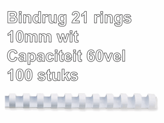 BINDRUG FELLOWES 10MM 21RINGS A4 WIT artikel afbeelding