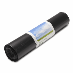 Zakken. Materiaal LDPE. Breedte 60 cm x Lengte 70 cm. Inhoud 50 liter. Dikte 30 micron. Kleur Zwart. Verpakt per 20 rol á 25 zakken artikel afbeelding