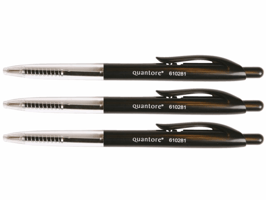 Balpen Quantore drukknop zwart medium