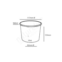 Kraft/PLA soepbeker 32oz/960ml/117mmØx135mm
