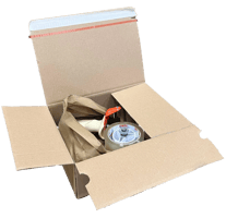Autolockdoos 345x256x130mm Bruin, met sluitstrip en scheurstrip