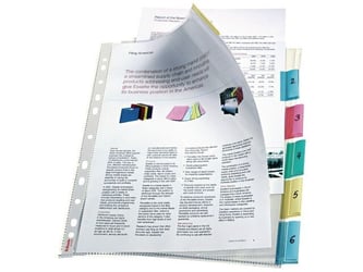 Esselte A4 Showtas met 6 Venstertabs, Polypropyleen, 130 micron, 11-gaats, Transparant