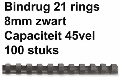 BINDRUG GBC 8MM 21RINGS A4 ZWART artikel afbeelding