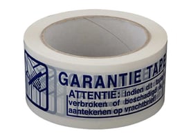 Waarschuwingstape PVC 50mmx66m Security-/garantie 35my wit/blauw