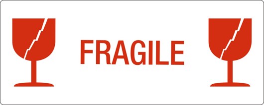 Waarschuwingsetiket IEZZY glas fragile 150mmx60mm 500 stuks