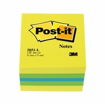 Post-it® Kubus Mini 51 x 51 mm, geel, groen en blauw (blok 400 vel) artikel afbeelding