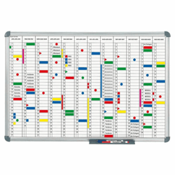 Jaarplanner, 12 maanden, inclusief toebehorenset hoogte 900 mm, staal breedte 1200 mm
