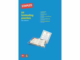 Staples Lamineerhoes A4, 216 x 303 mm, 2 x 75 micron, glanzend, zelfklevend (pak 100 stuks)