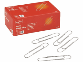 Staples Paperclips Vernikkeld, golvend, 75 mm (pak 100 stuks)