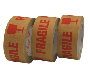 Papieren Tape ECO 50mm breed x 50mtr. Fragile Glas. Pak 6 rol